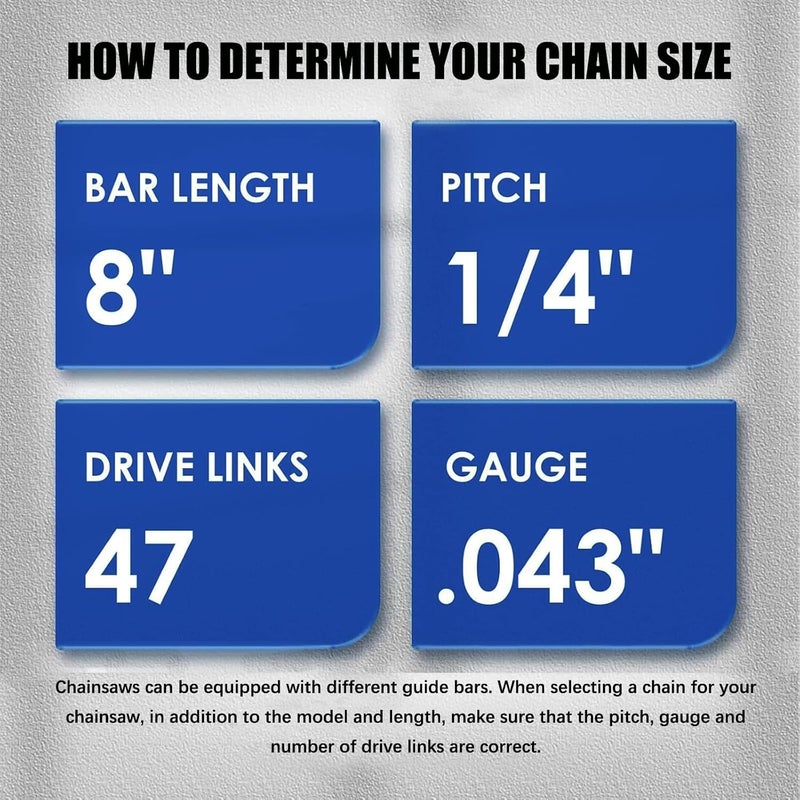 GSSHBR 4 Pack 8 Inch Chainsaw Chains Replacement 1/4" Pitch 47 Drive Links .043" Gauge for Mini Cordless Electric Chain Saw - Image 2